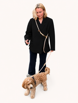 NYHED! Doksie håndfri hundesnor – 240 cm – Sort & Beige